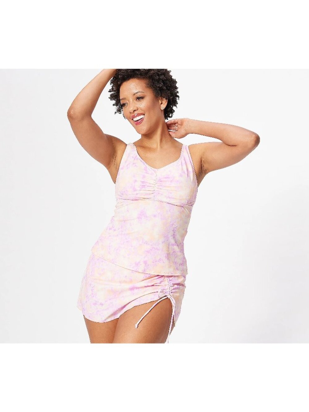 Isaac Mizrahi Live Tankini Skirt Set Size 12 Swim Bridgehampton Warm Tie Dye NEW